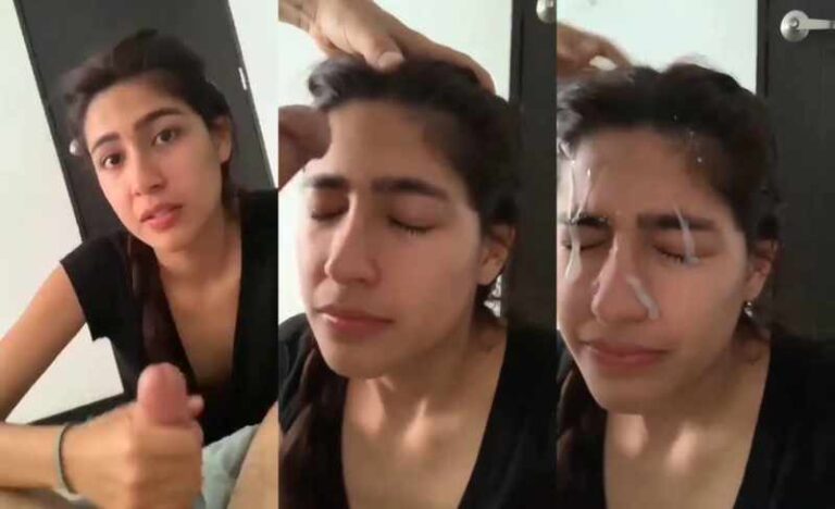 Desi Boyfriend Cum on Her Cute Innocent Girlfriends Face